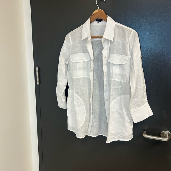Theory S NWOT linen Button Down Blouse - Picture 6 of 14